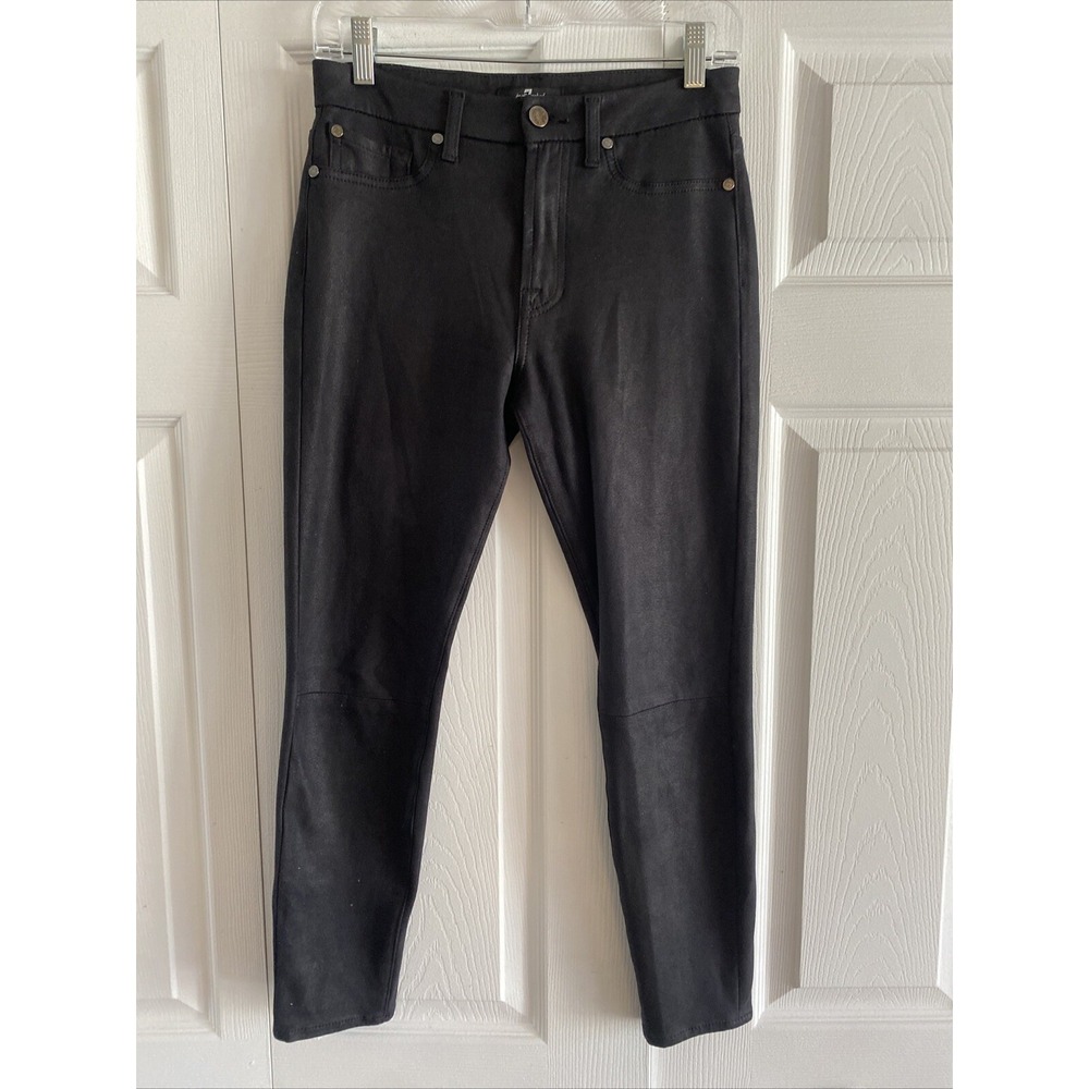 7 For All Mankind Fauxβ Suede Skinny Pants Womens Size 27 Black Coated Ankle